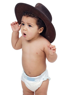 Baby with big hat